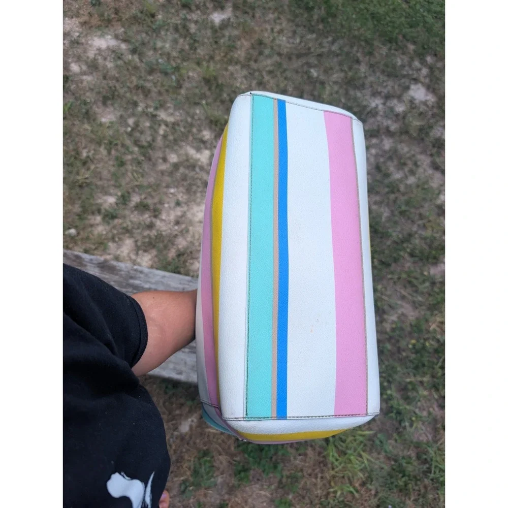 Kate Spade Grove Street Kaylie Diaper Tote Purse Bag Classic Striped Rainbow